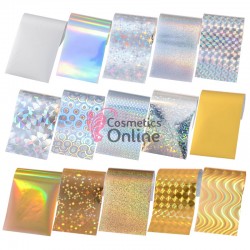 Folii de transfer, FST004 cu modele Silver and Gold, set 15 bucati